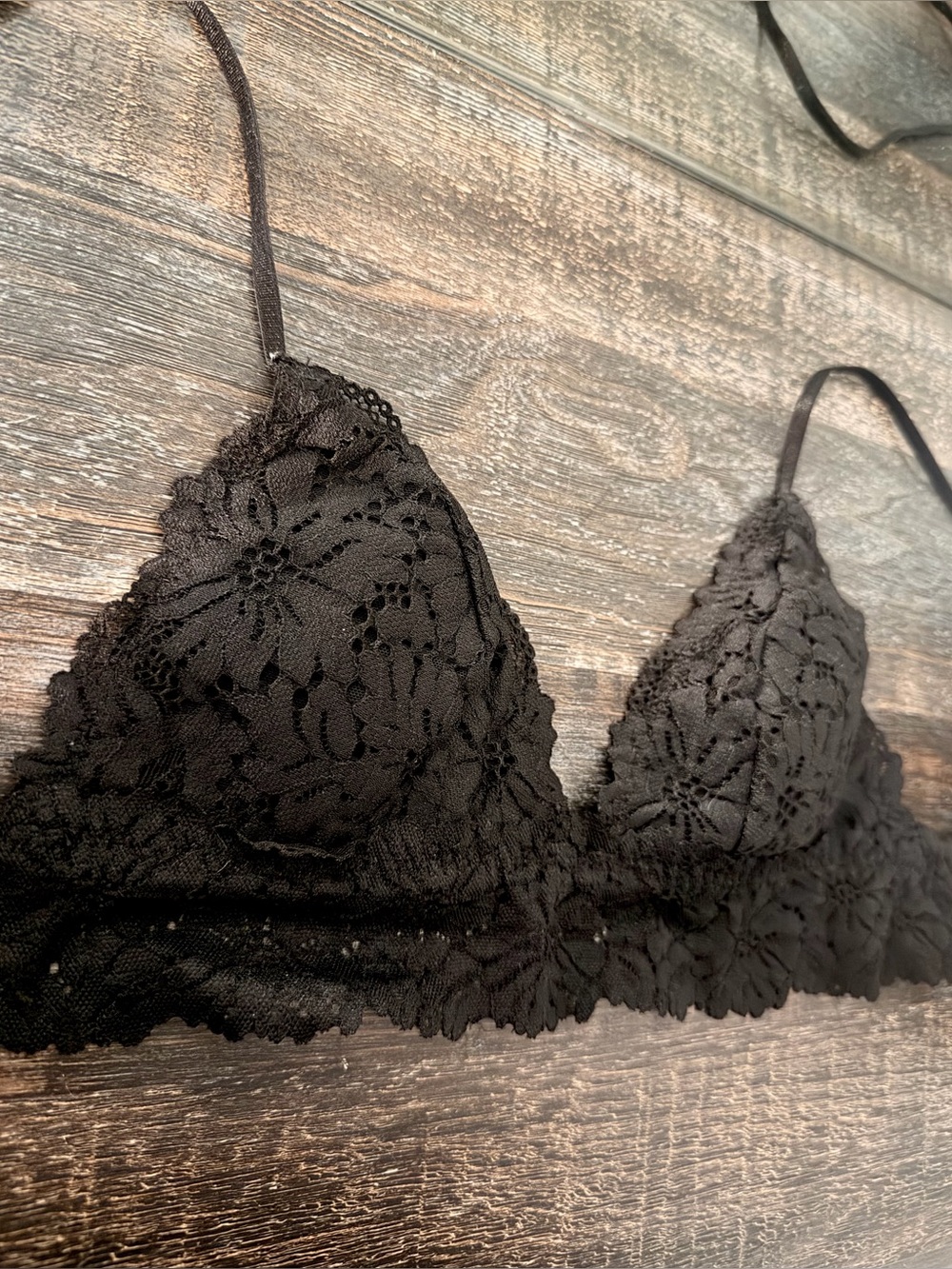 H&M Black Lace Triangle Bralette - Women Intimates & Sleepwear